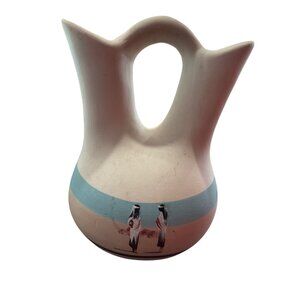 Vintage Native Navajo White & Blue Wedding Vase SKU 8015